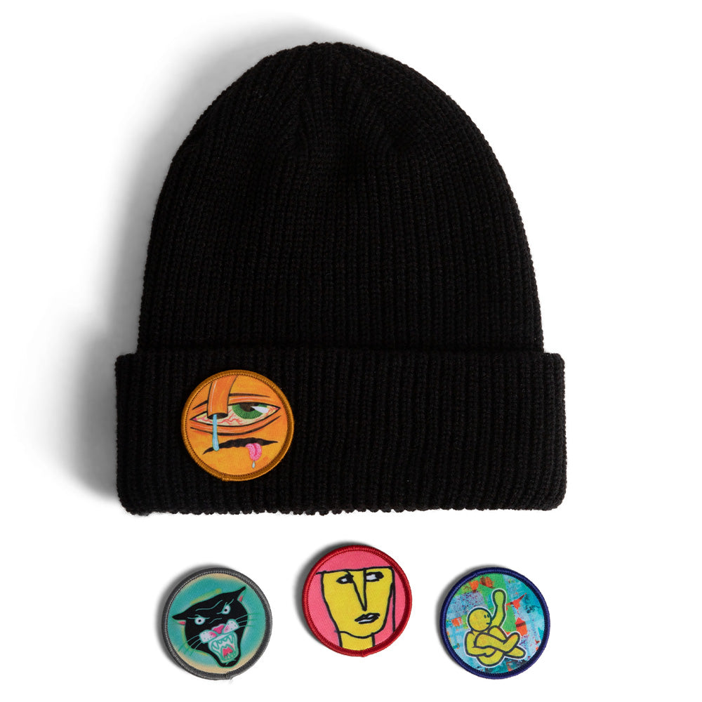 Girl x Modernica Legend Heads Patch Beanie Black 2.jpg