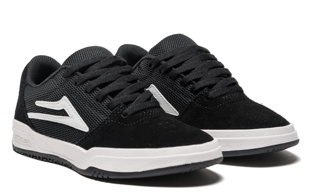 Lakai Brighton Kids Black White Suede Skateboarding Shoes DIAGONAL.png