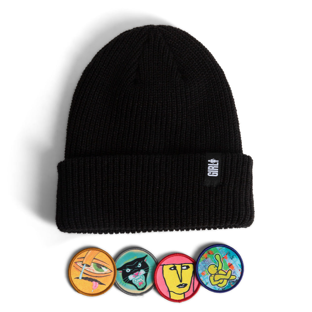 Girl x Modernica Legend Heads Patch Beanie Black 1.jpg