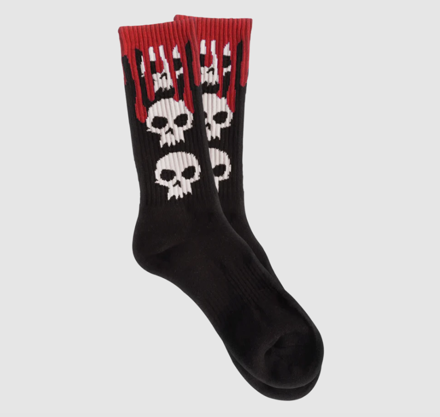 Zero 3 Skull Blood Crew Socks Black.png