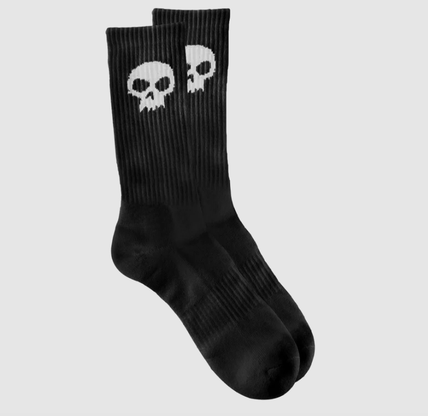 Zero Single Skull Crew Socks Black.png