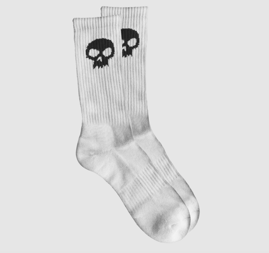 Zero Single Skull Crew Socks White.png